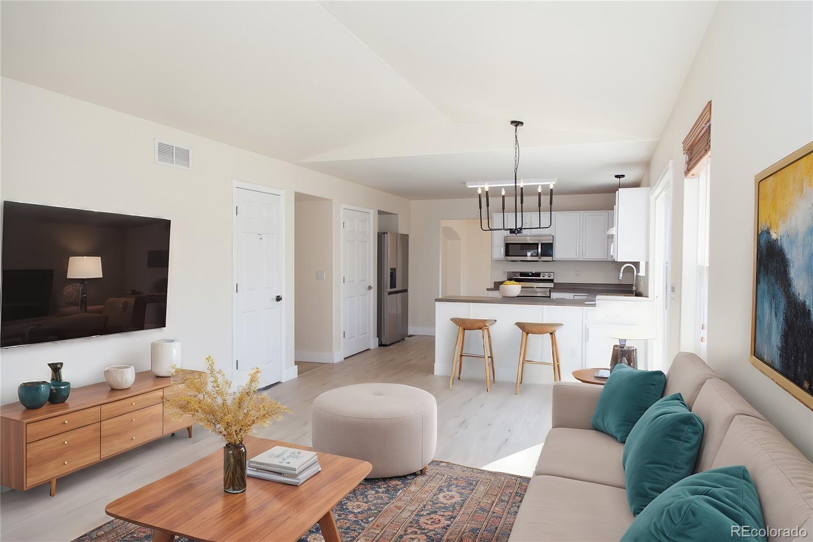 4660 Skylark Road Colorado Springs, CO 80916 - Photo 4 of 33 a living room with furniture and a flat screen tv