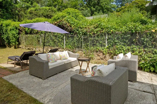 a patio view with patio and furniture