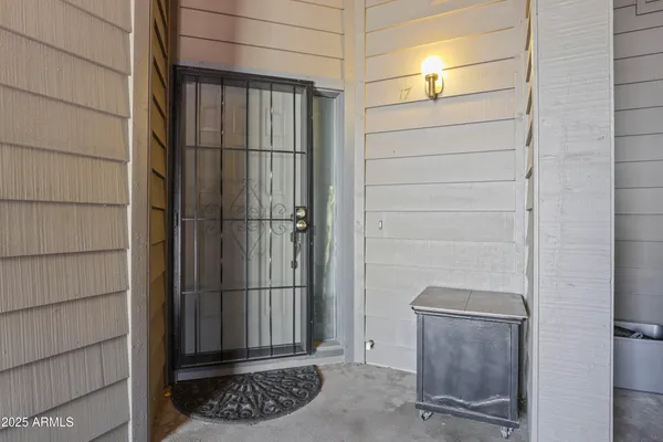 a view of a wooden door