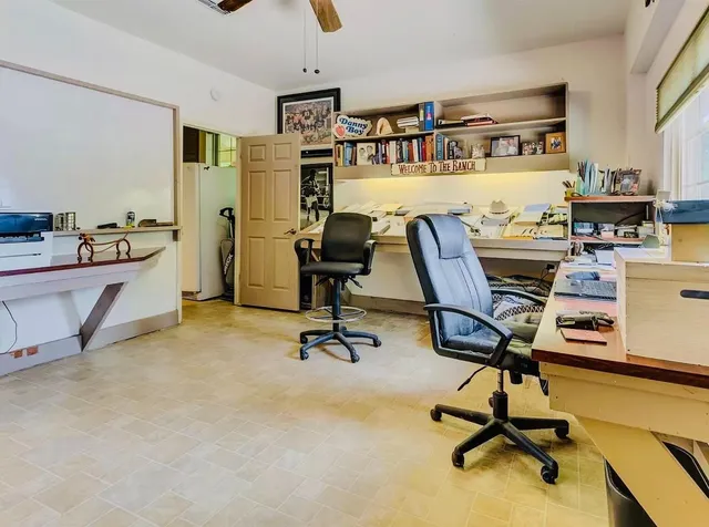 a view of a bench with wooden floor