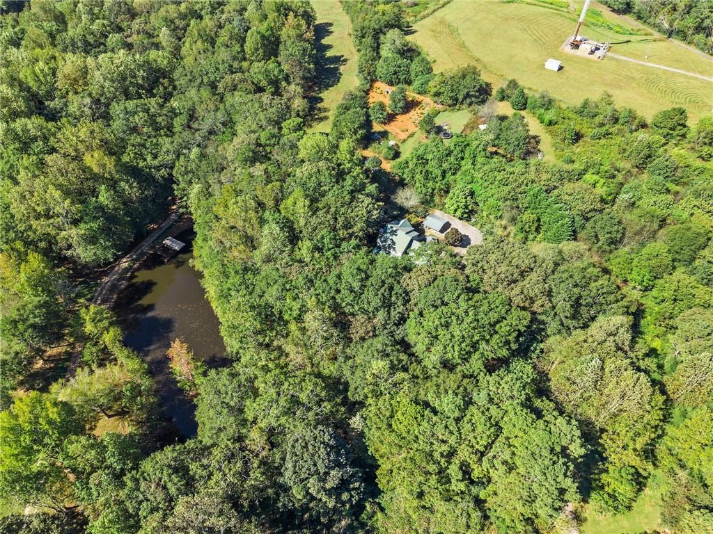 7540 County Line Road Lula, GA 30554 - Photo 60 of 64 an aerial view of residential house with an outdoor space and trees all around