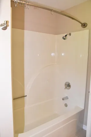 a bathroom with a bathtub