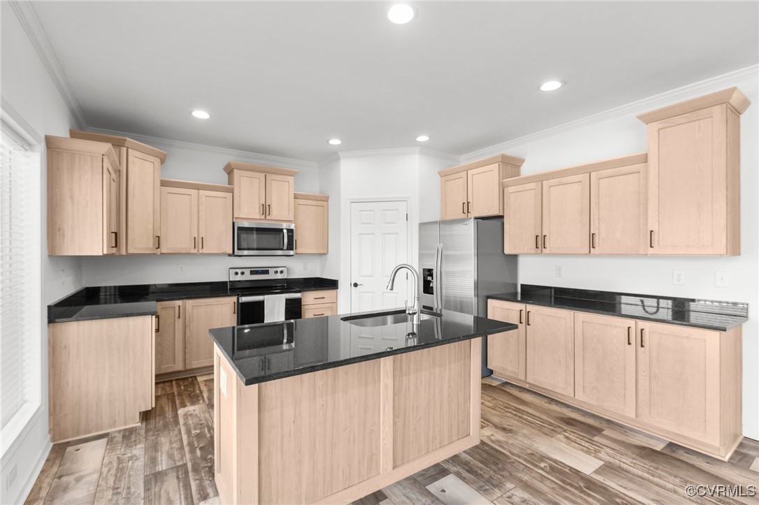 1151 Levi Road Green Bay, VA 23942 - Photo 13 of 38 Kitchen with crown molding, light brown cabinets,