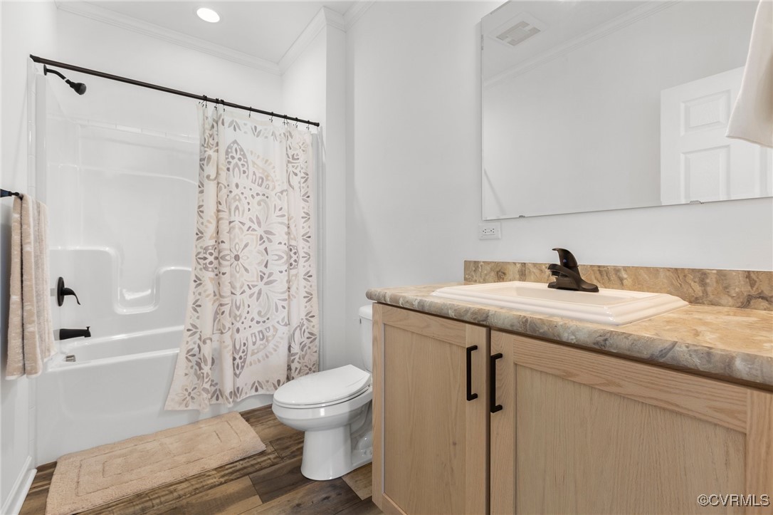 1151 Levi Road Green Bay, VA 23942 - Photo 27 of 38 Full bathroom with toilet, vanity, wood finished f