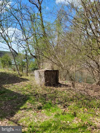 a view of a backyard with a table and chair under an umbrella