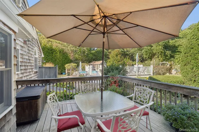 a outdoor view with a seating space