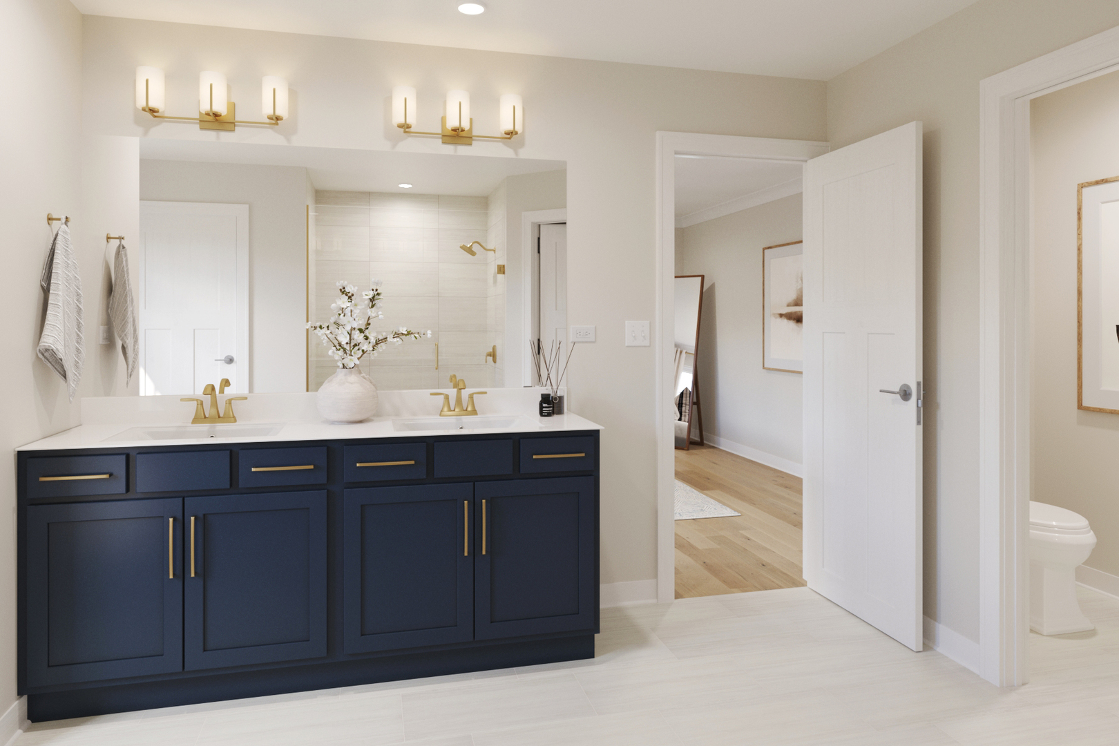 2026 Iron Ridge Lane Naperville, IL 60563 - Photo 18 of 19 a bathroom with a sink vanity granite and a mirror