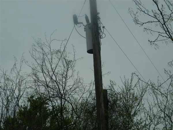 a view of a lake with a yard and large trees