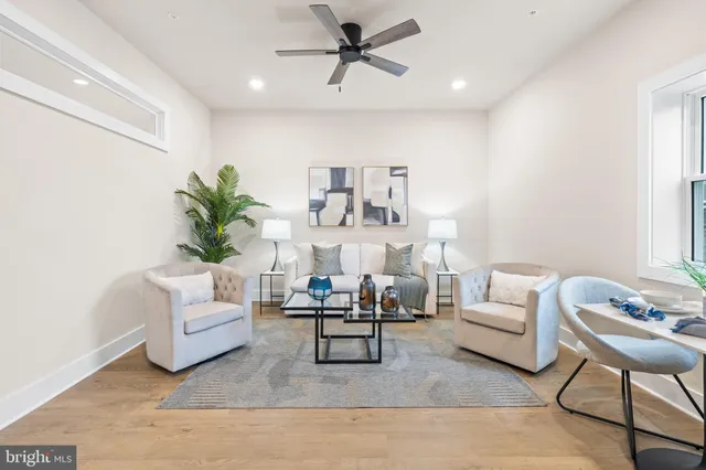 a living room with furniture