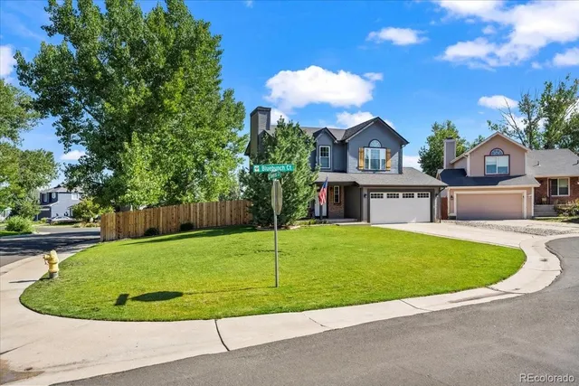 a view of a house with a swimming pool and a yard