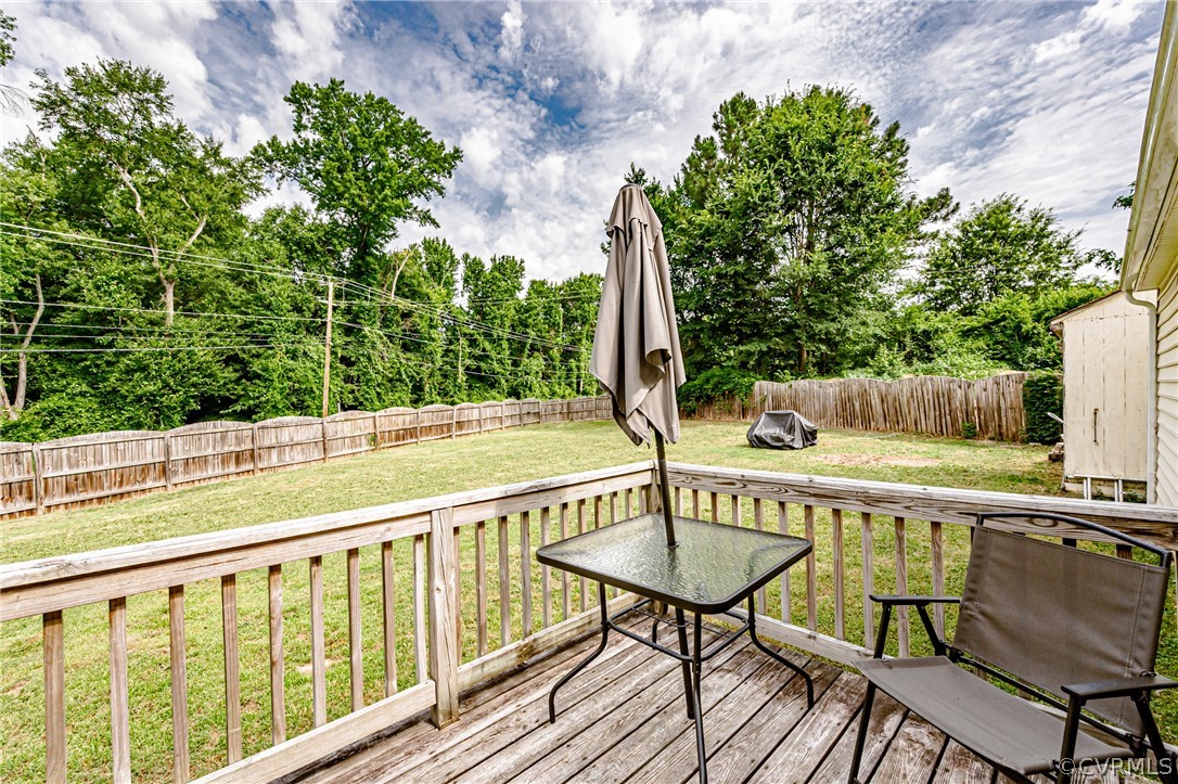 3902 Echo Ridge Court Midlothian, VA 23112 - Photo 38 of 42 a view of balcony with table and chairs and wooden fence