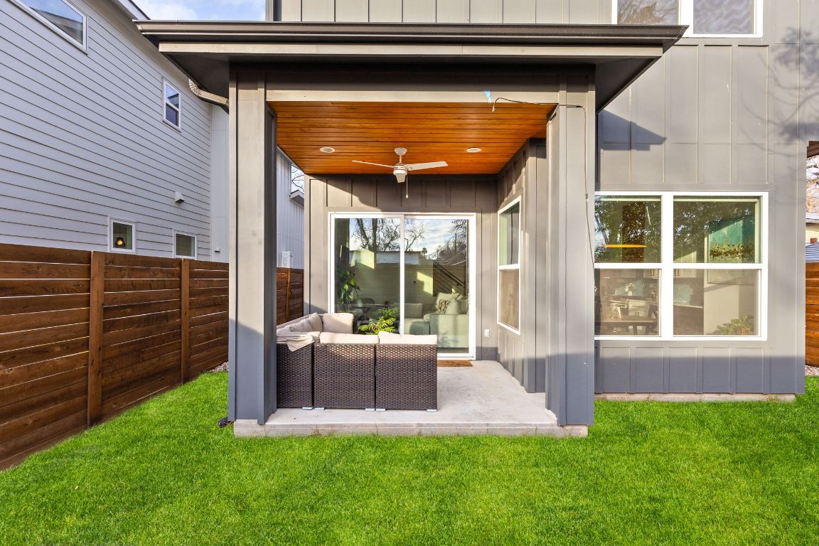 5109 Glissman Road, Unit 1 Austin, TX 78702 - Photo 33 of 39 Backyard - yard has been digitally enhanced for photos