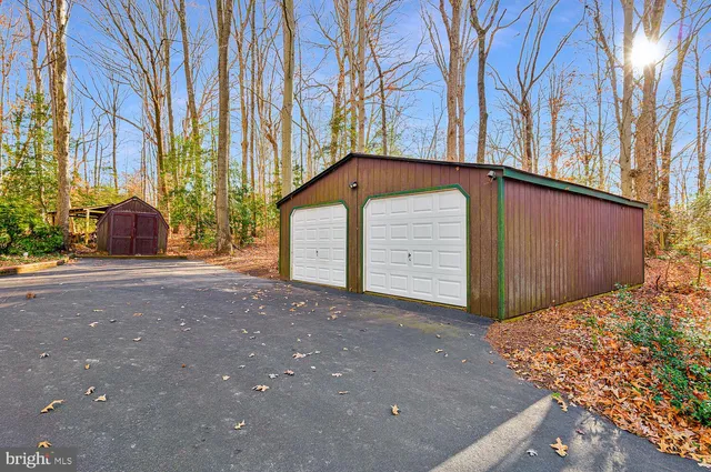 a view of a yard with large trees