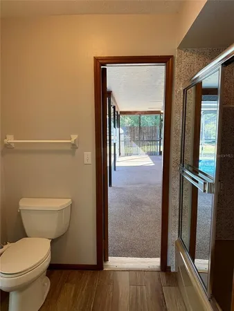 a bathroom with a sink vanity and mirror