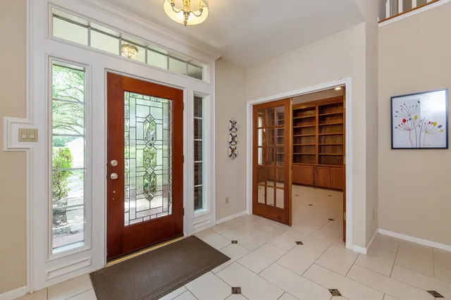 a view of an entryway with a window