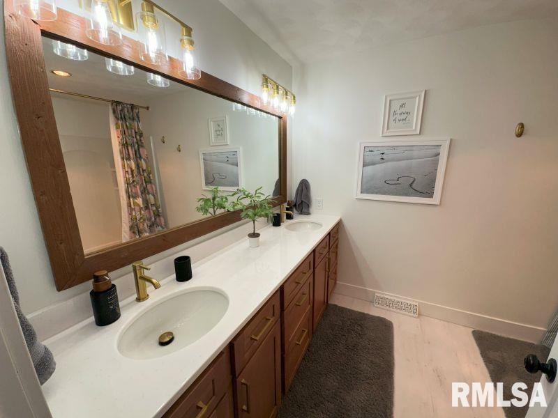 1144 Brookview Drive Dewitt, IA 52742 - Photo 18 of 28 a bathroom with a sink and a mirror
