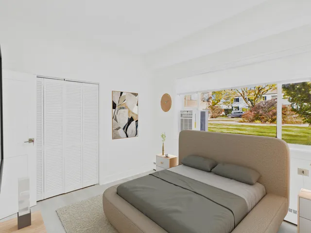 a living room with a couch and a table