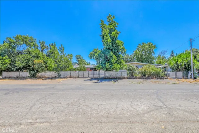 a backyard of a house with lots of green space and trees