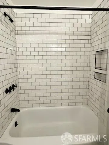a bathroom with a bathtub