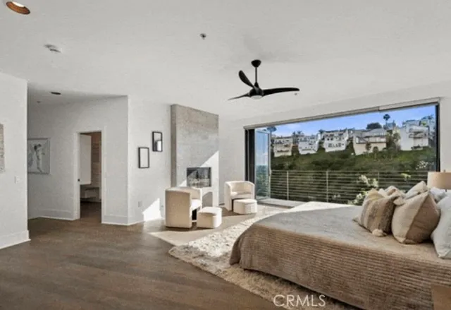 a large window with swimming pool in front of it