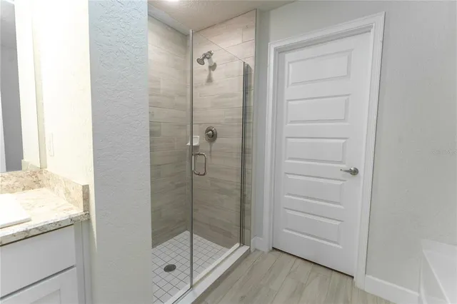 a bathroom with a shower