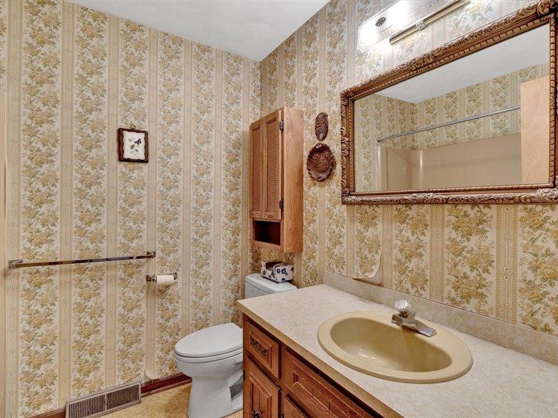249 Zimmerman Road Blue Ridge, VA 24064 - Photo 16 of 33 a bathroom with a sink toilet and mirror