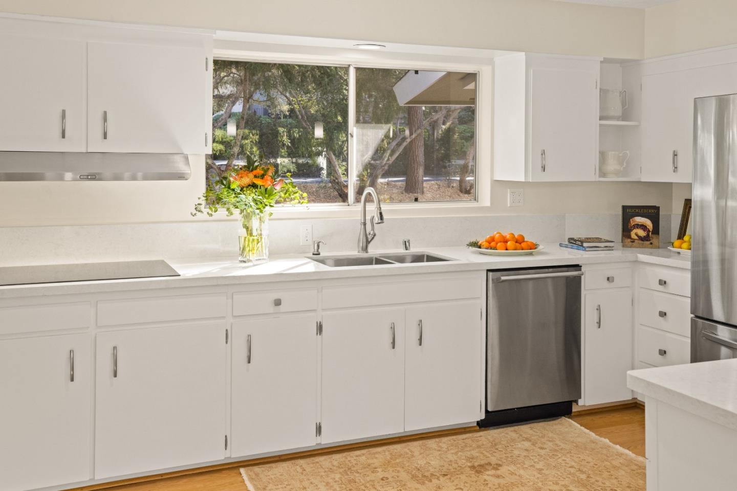 3112 Stevenson Drive Pebble Beach, CA 93953 - Photo 16 of 47 a kitchen with white cabinets and window