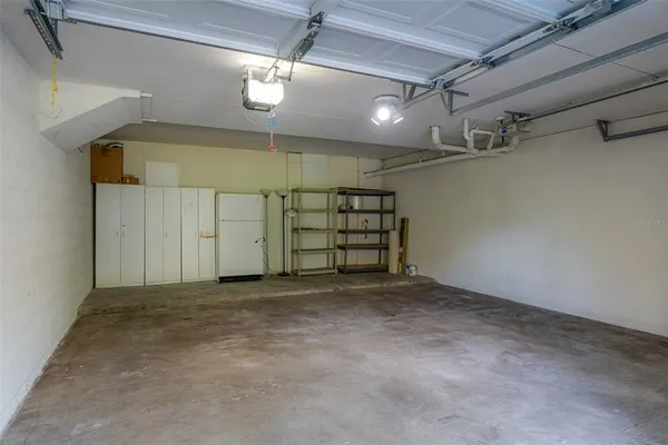a view of a room with a garage