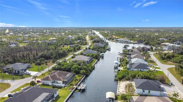 a view of a lake with houses