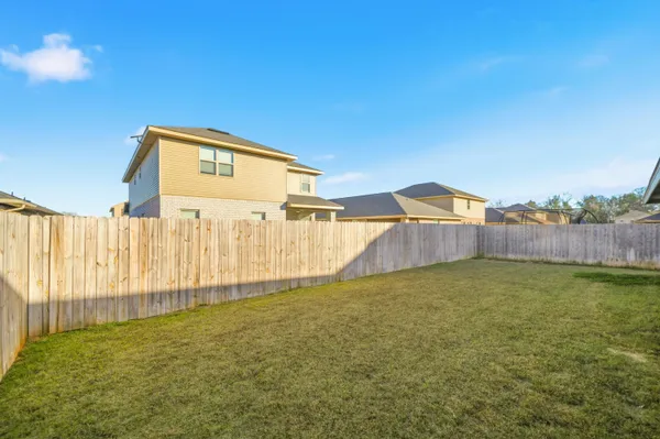 a bathroom with a yard
