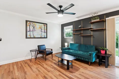 a living room with furniture