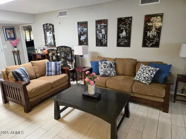 a living room with furniture