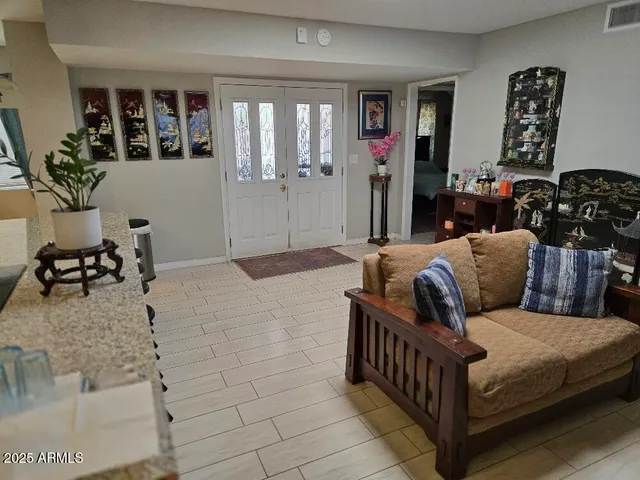 a living room with furniture