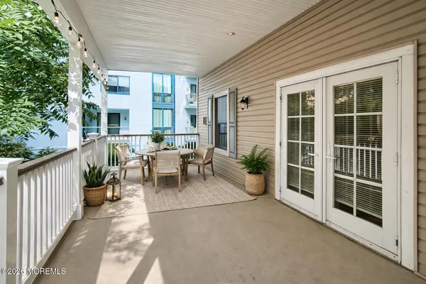 an outdoor view with patio