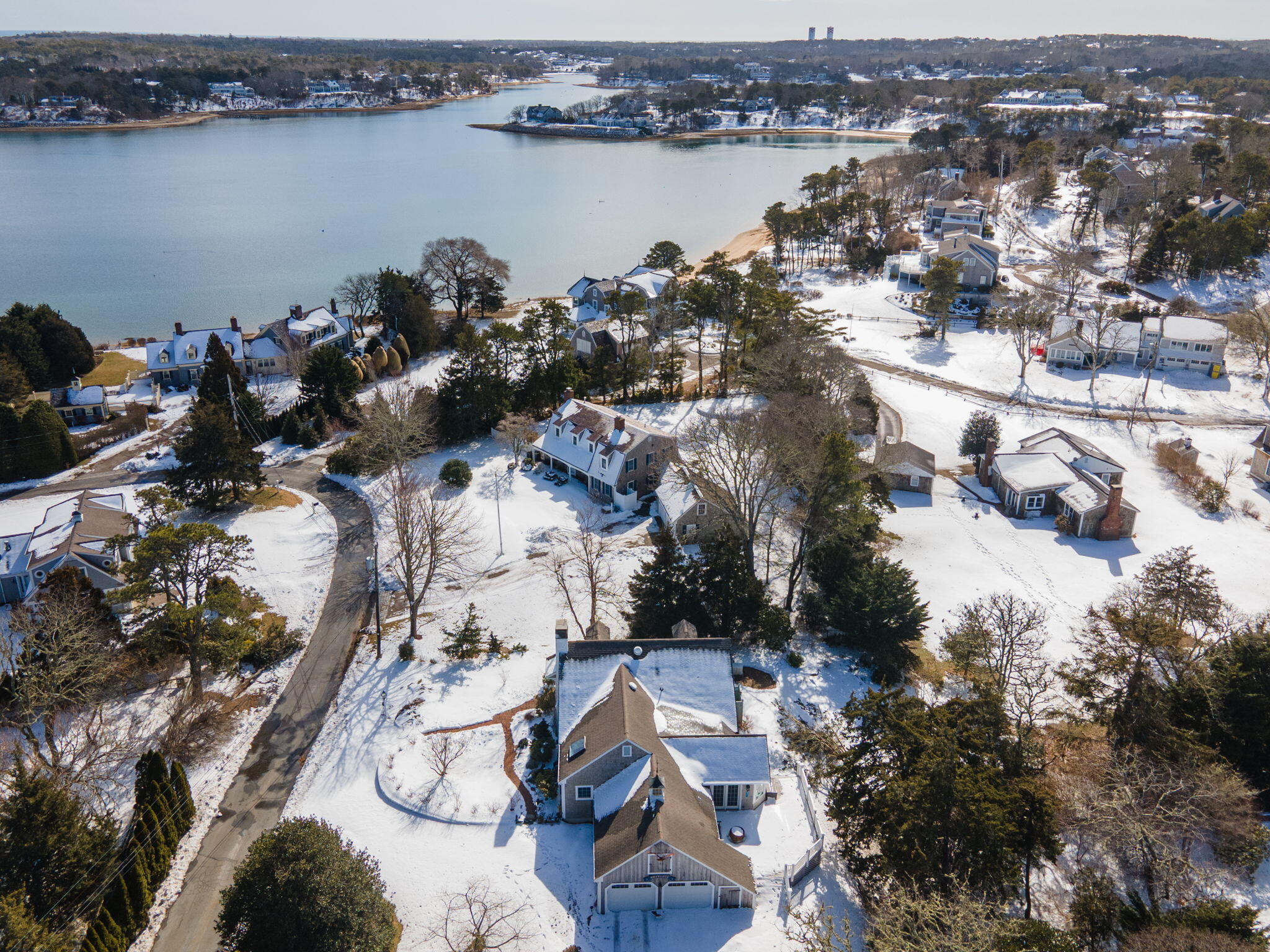 16 Old Salt Works Road Chatham, MA 02633 - Photo 8 of 69 an aerial view of a city with lake view