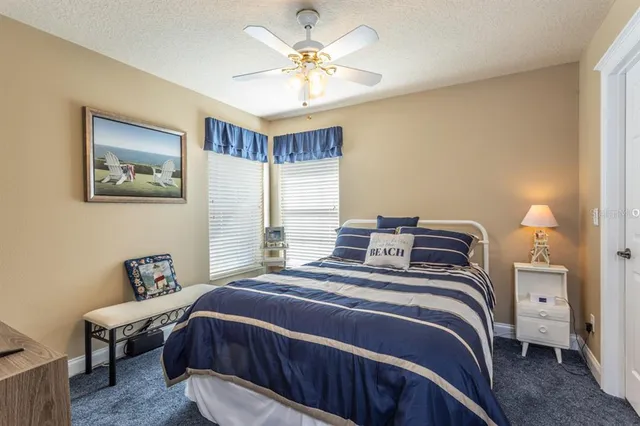 an aerial view of a house with outdoor space