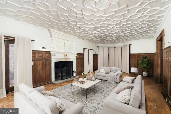 a view of a livingroom with a chandelier