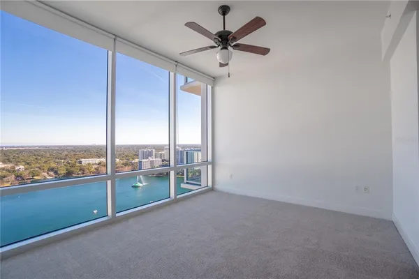 an empty room with window