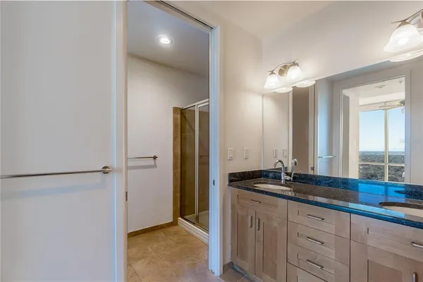 a view of a building with a swimming pool