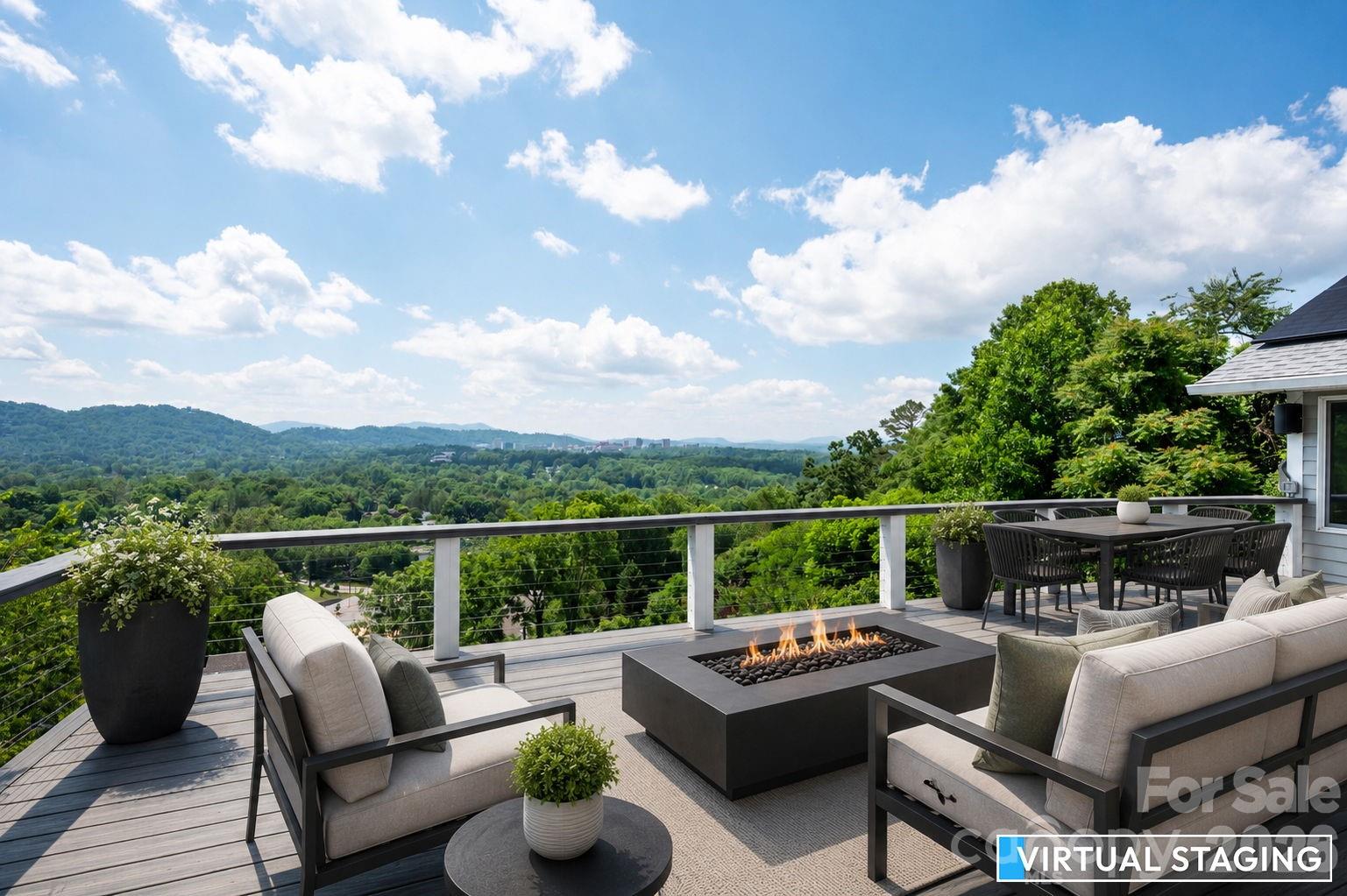 38 Lookout Road Asheville, NC 28804 - Photo 3 of 34 a view of a roof deck with couches and potted plants