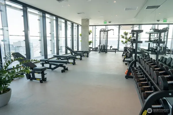 a view of a room with gym equipment