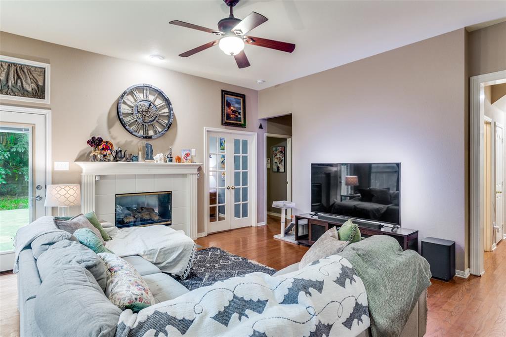 9117 Ripley Street Fort Worth, TX 76244 - Photo 5 of 35 Spacious living area featuring wood-finish flooring, a ceiling fan, and recessed lighting