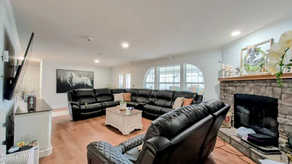 a view of a dining room kitchen and a window