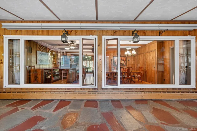 a view of a building with a porch