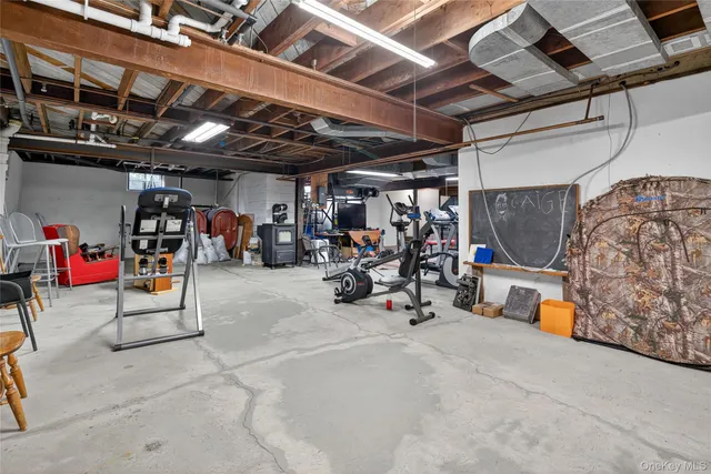 a view of a park with large trees