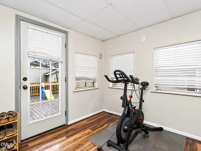 a view of a room with gym equipment