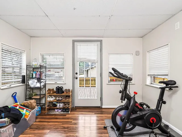 a view of a room with gym equipment