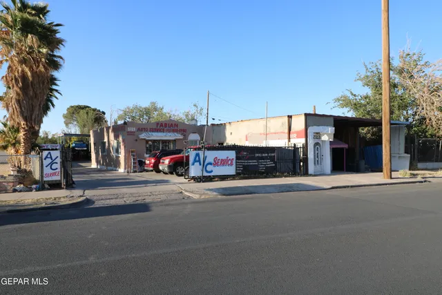 a view of a food mall next to a road