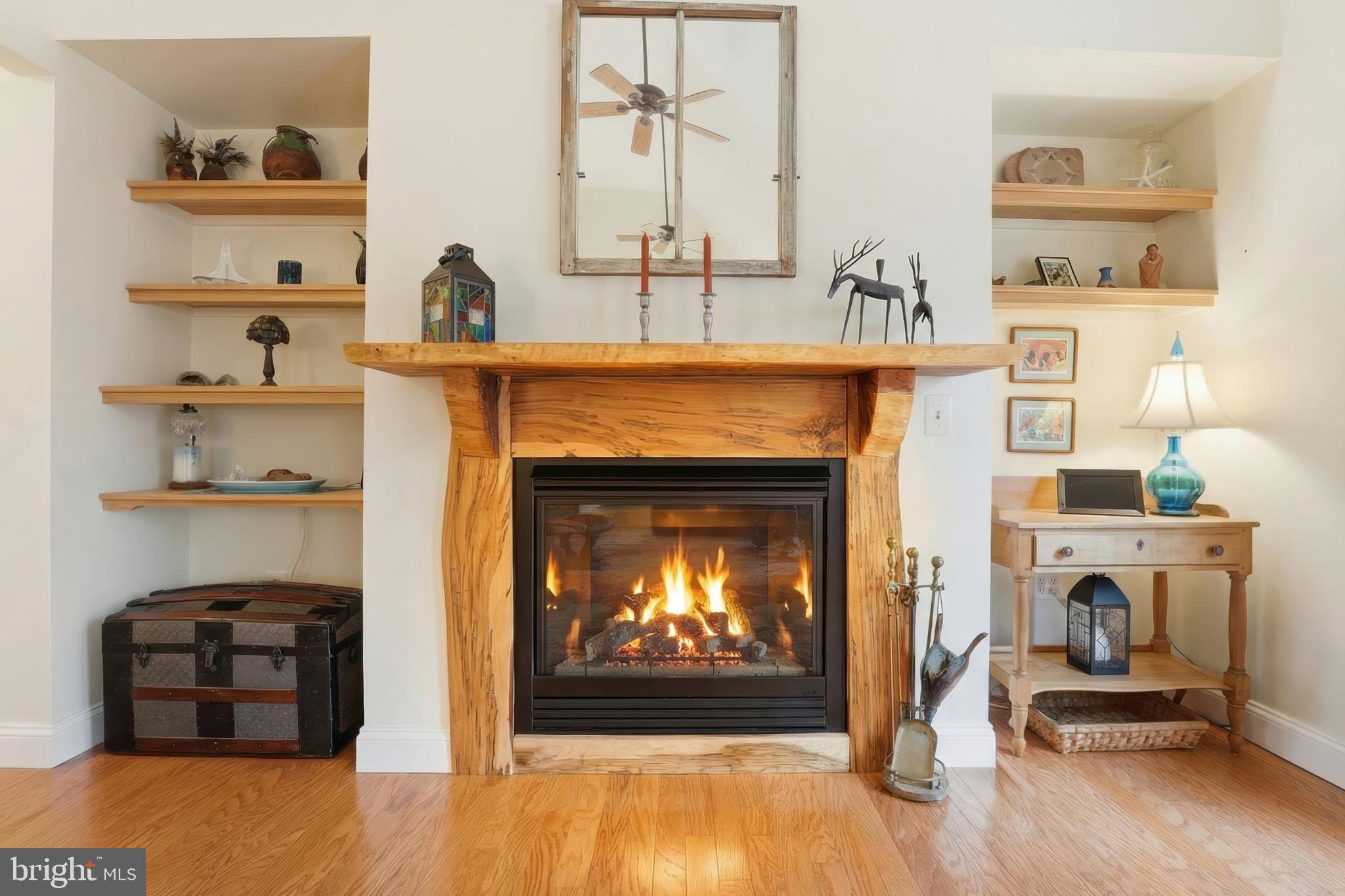15403 Froggy Bottom Lane Rixeyville, VA 22737 - Photo 15 of 51 Propane fireplace w/ custom reclaimed wood mantel