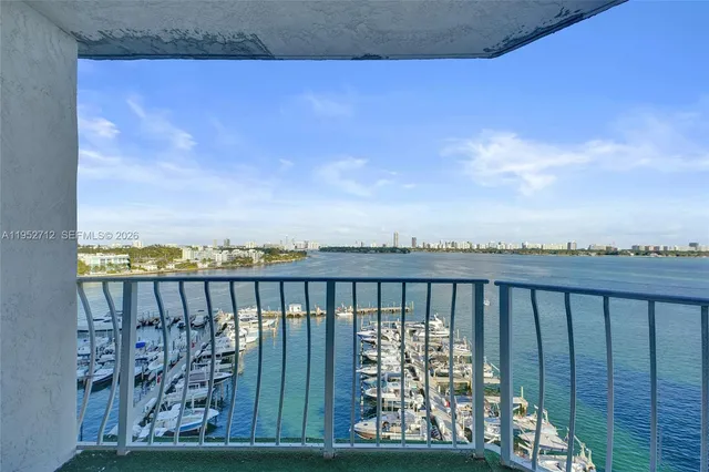 a view of a balcony with an outdoor space